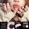 Mint Kitten Black Handmade Graffiti Nail Kit with Baking Lamp and Self-Adhesive Stickers