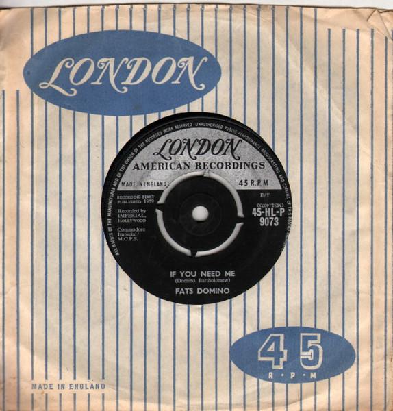 

7inch Record FATS DOMINO - If You Need Me 45HLP9073 London Records, 1959 UK Jazz Used