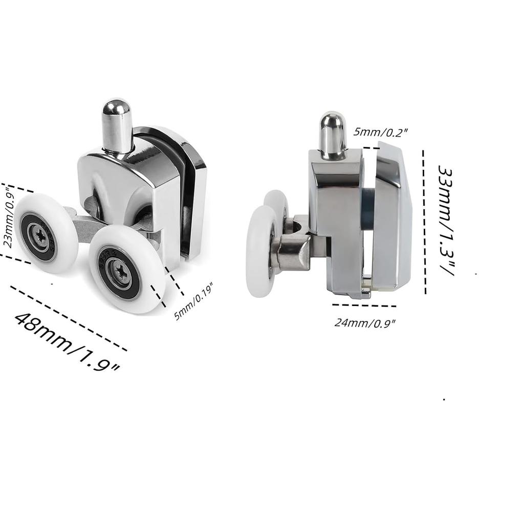 Shower Door Rollers Replacement Zinc Alloy Wheels with Anti Collision Block and Screws for Curved and Glass Doors