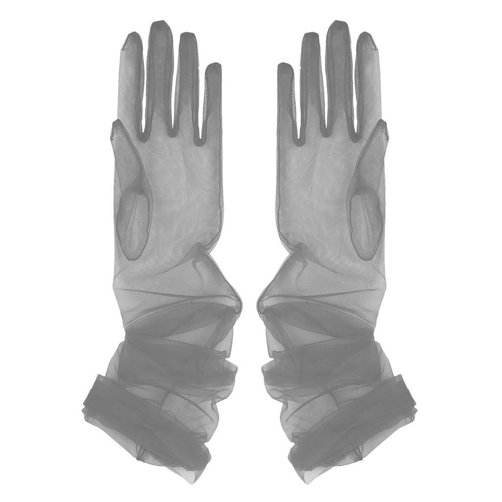 Women Bridal Wedding Tulle Full Finger Long Gloves Opera Evening Prom Party Gloves Christmas Halloween Cosplay Costume Gloves