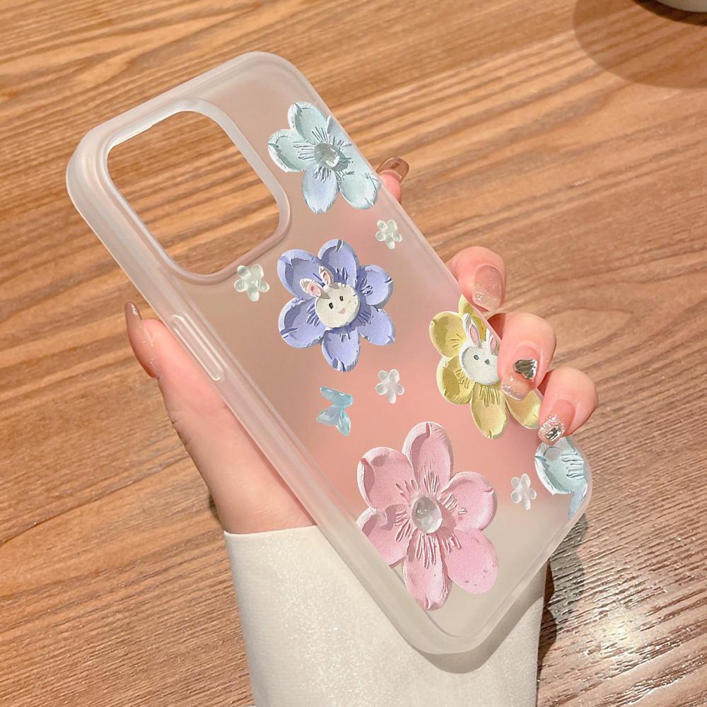 Handyhüllen für iPhone 11 13 15 Pro Max 12 14 Pro Max Hülle iPhone 16 15 Plus 13 Pro 12 Frosted Texture Painted Cartoon Flowers