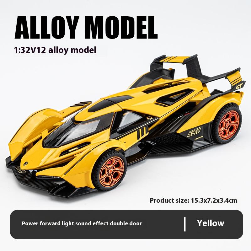 1/32 Scale Lambo V12 Concept Car Alloy Toy Model with Sound, Light & Spring-Back Action - Ideal Gift for Car Lovers & Kids Alike