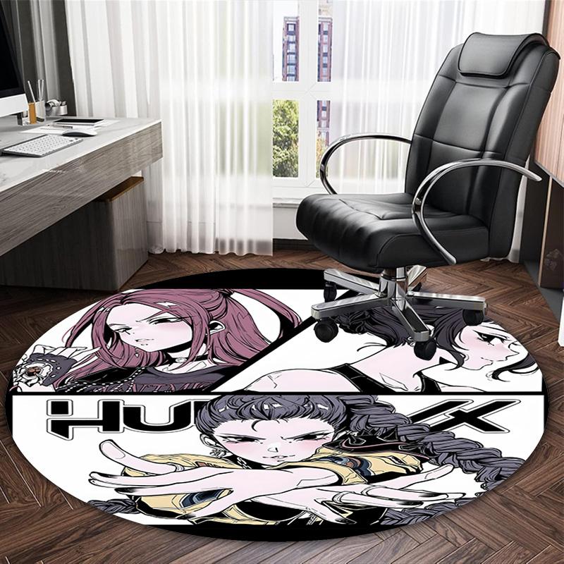 1pc KPop Demon Hunters10 Print Round Carpet Chair Round Carpet Suitable for Bedroom Living Room Home Decorative Carpet