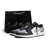 Air Jordan 1 Black Silver Toes Abrasion Resistant Low Top Vintage Basketball Shoes Men's Silver Black 553558-081(Team664-S-SBOX)