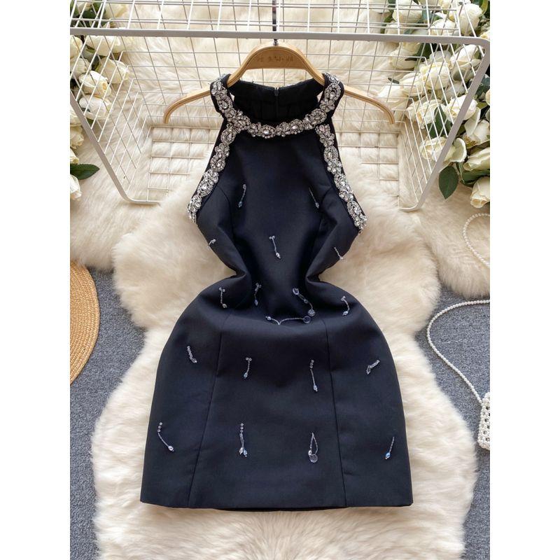 Accessible Luxury Silm Exquisite Rhinestone Dress Small Dress