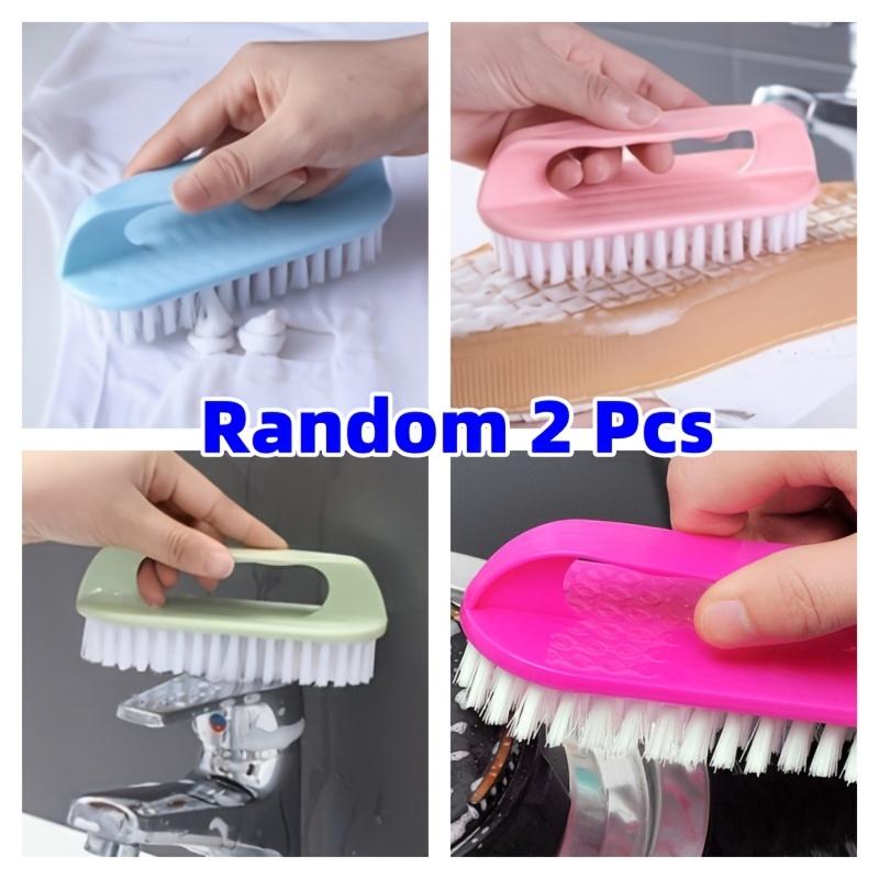 Randomly colored 2-pack hard bristle plastic brush, hard bristle shoe brush, laundry brush, multifunctional floor brush