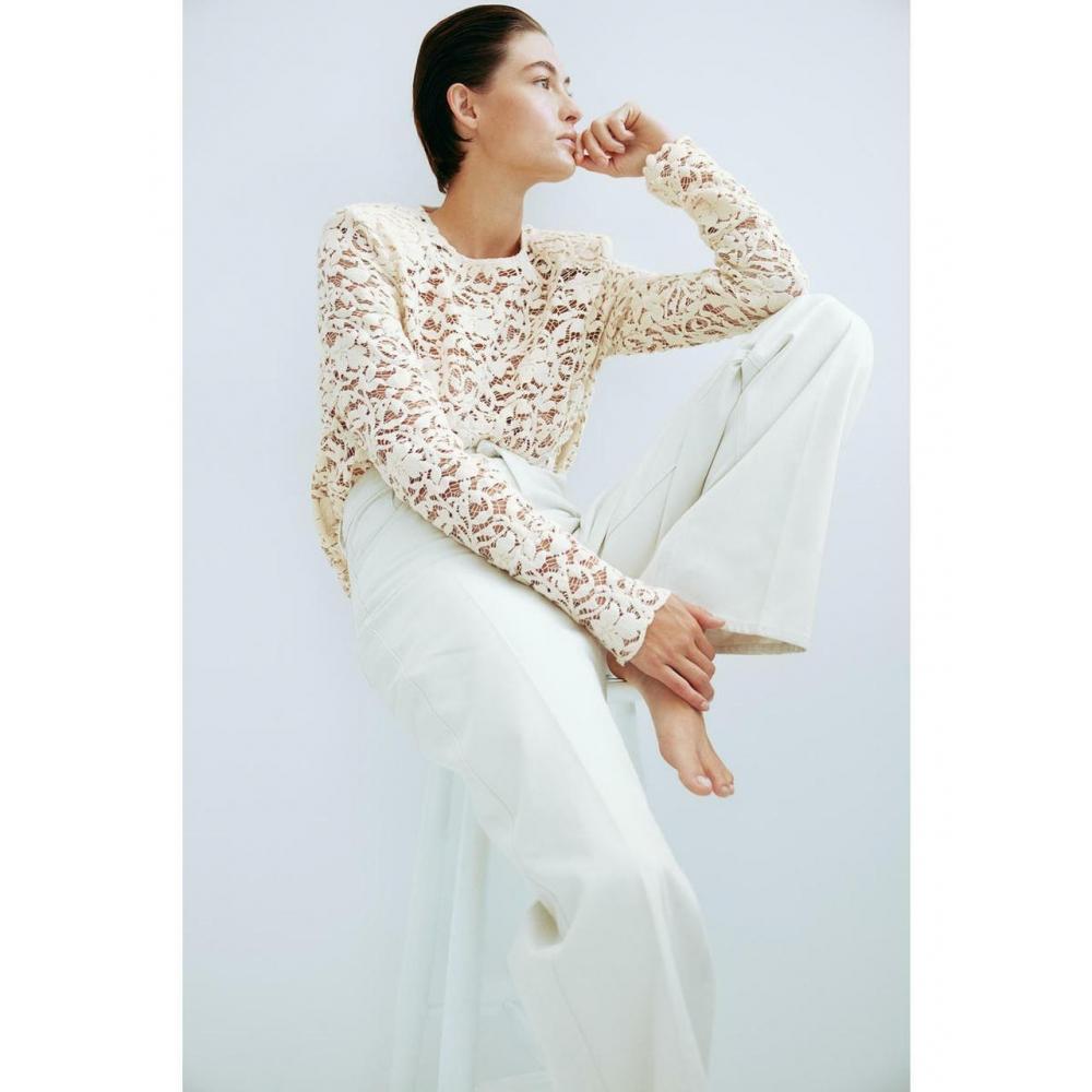 

H&M Прозрачный кружевной топ Натуральный Белый 1207826001