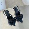 Elegant French Bow Pointed Toe Backless High Heel Sandals For Women Fashionable Formal Dress Shoes