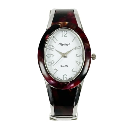 

Takeuchi Shoji Co., Ltd. Rapport Oval Bangle Watch, Silver Wide, 288209, Women s, Purple