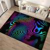 Psychedelic Rainbow Line Art Carpet with Black Background Design Suitable for use as an anti-slip for living room bedroom sofas