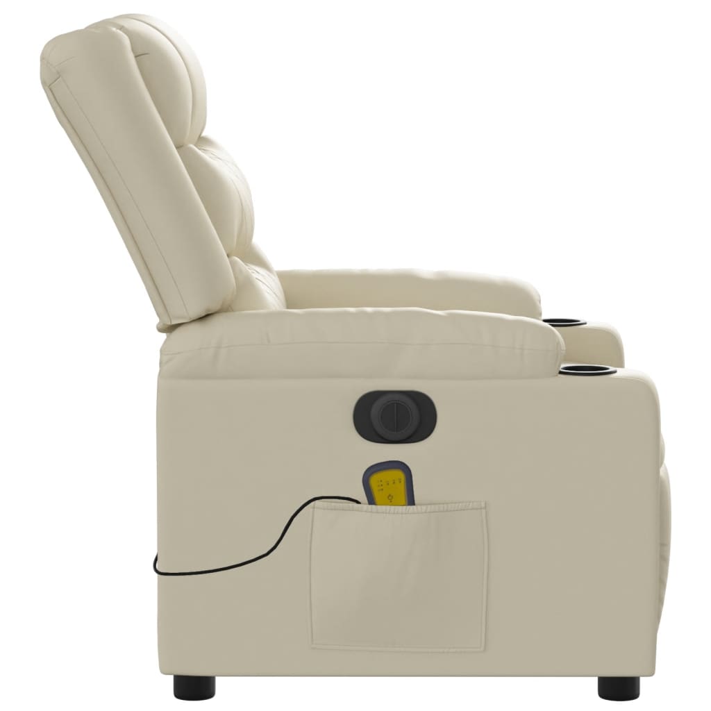 Electric Massage Chair Cream Faux Leather