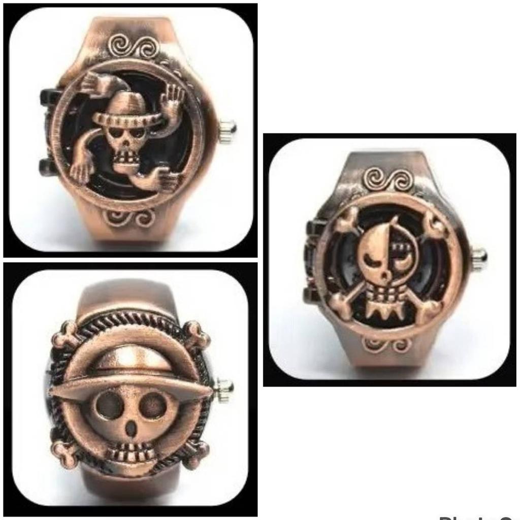 Luffy Franky Robin Pirate Japan Cartoon Animation Kid Finger Ring Watch Quartz Straw Hat Jewelry Gift Adjustable Silver Bronze Copper