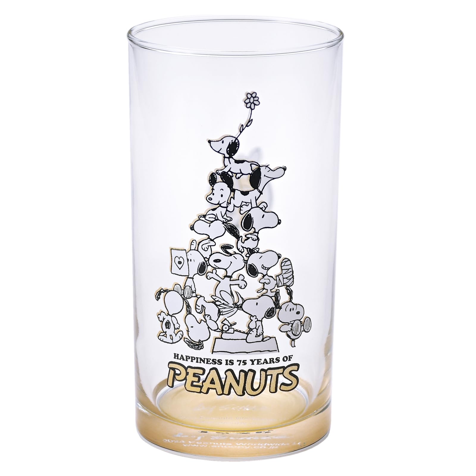 

75th Anniversary Snoopy Glass Tumbler Glass 430ml Microwave Safe Character Goods Tableware Miscellaneous Goods Anniversary Tableware sn Pyramid Made
