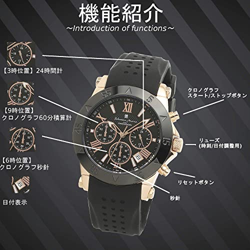 Salvatore Marra Herren Chronograph Business Analoge Quarz Uhr, Schwarz, Limitierte Edition (PGBK)