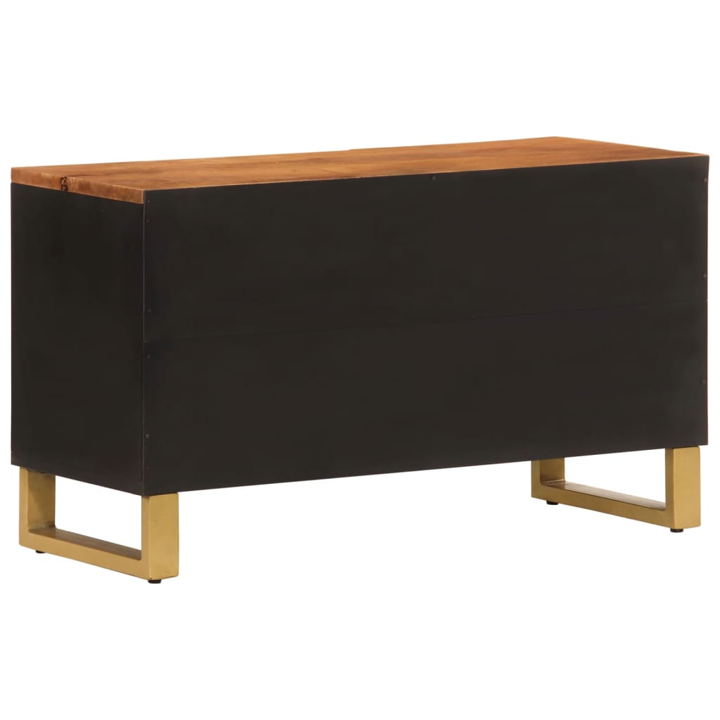 TV Cabinet Brown and Black 80 X 31.5 X 46 Cm Solid Mango Wood