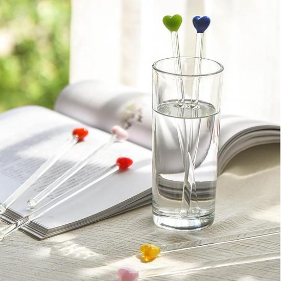 

Набор из 8 стеклянных свитл-стиков с головкой в виде сердца любви, многоразовые палочки для перемешивания кофе, горячего шоколада, молока, эспрессо, ложки для вечеринки, кафе, бара, дома