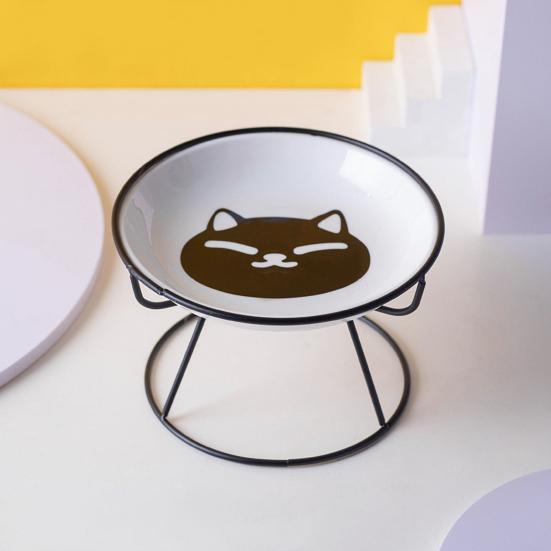 Cat Bowl Set Anti-Vomit Protect Cervical Vertebrae Indoor Cats Small Pets Colorful Patterns Pet