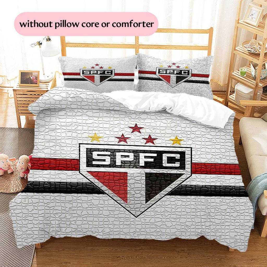 Sao Paulo FC3 Pattern Bedding Quilt Set  Home Decoration  Gift (1 * Duvet Cover + 2 * Pillowcase  Without Core)
