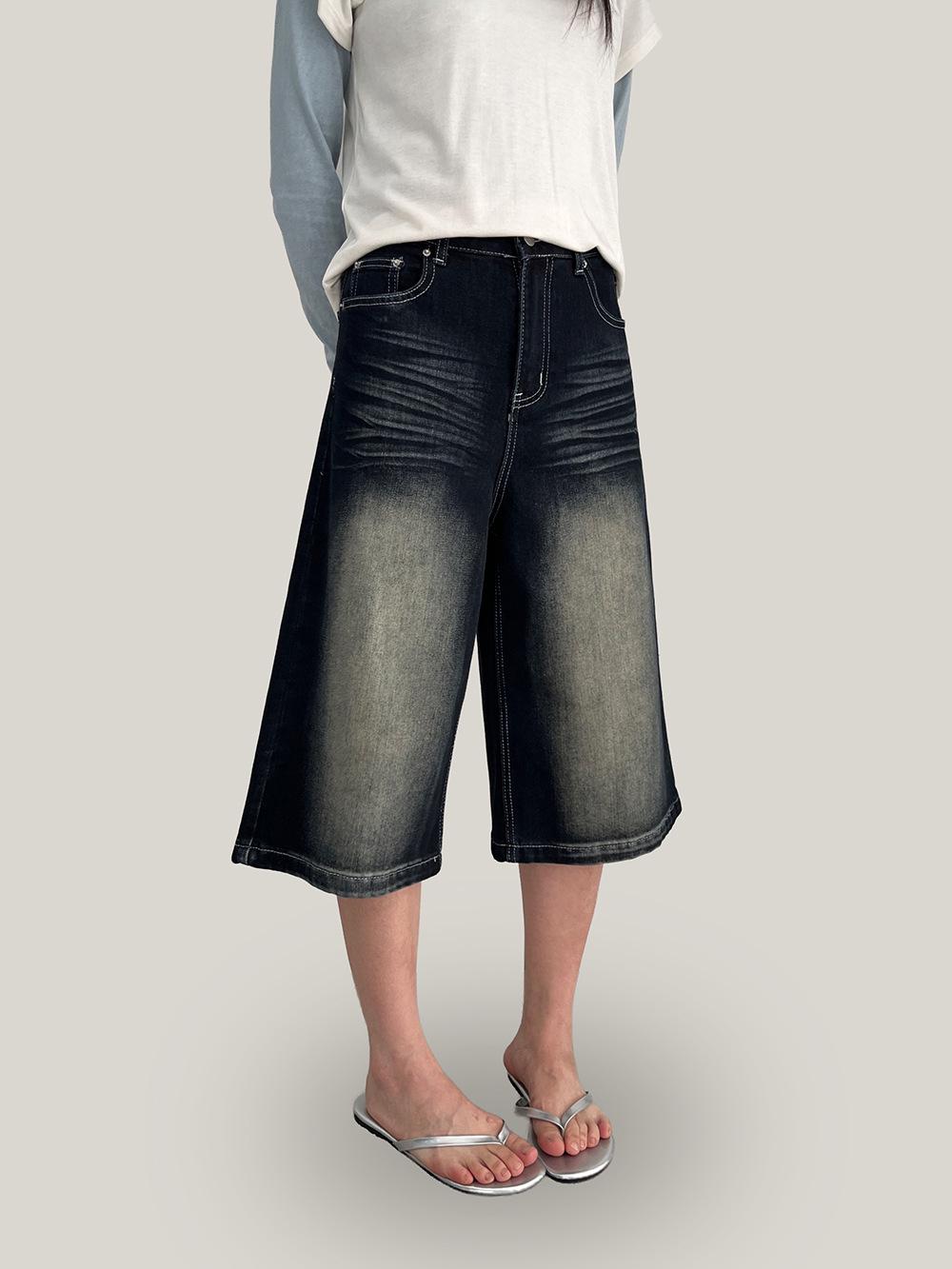 Yuyi 2026 Spring/Summer Women s Retro American Street A-line Denim Shorts Small