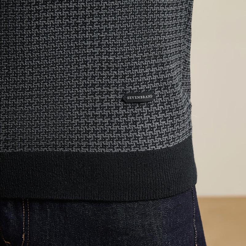 Seven Men's Wool-Blend Jacquard Crew Neck Sweater