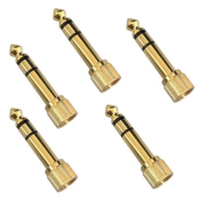 Fuji Parts To Stereo Mini Plug To Stereo Standard Plug 3.5mm 6.3mm Adapter, (Female) (Male), Screw-in Type, 5-Pack / PLG-N9909-5P