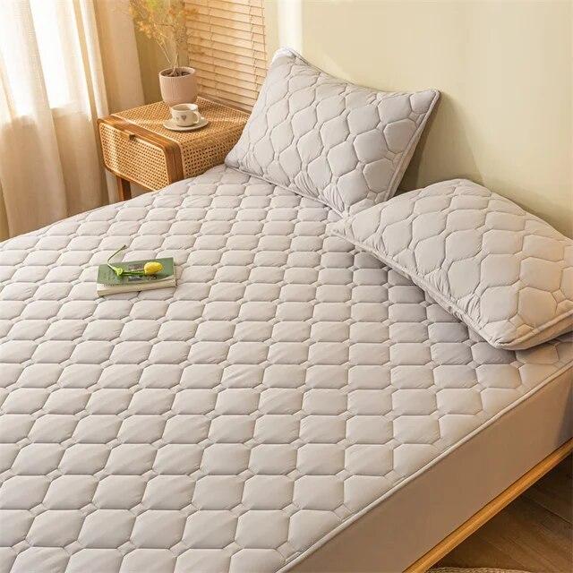 Soy Cotton Bedding Thick Quilted Mattress Cover Elastic Fitted Mattress Protector Bed Linens Soft Pad for Bed Without Pillowcase