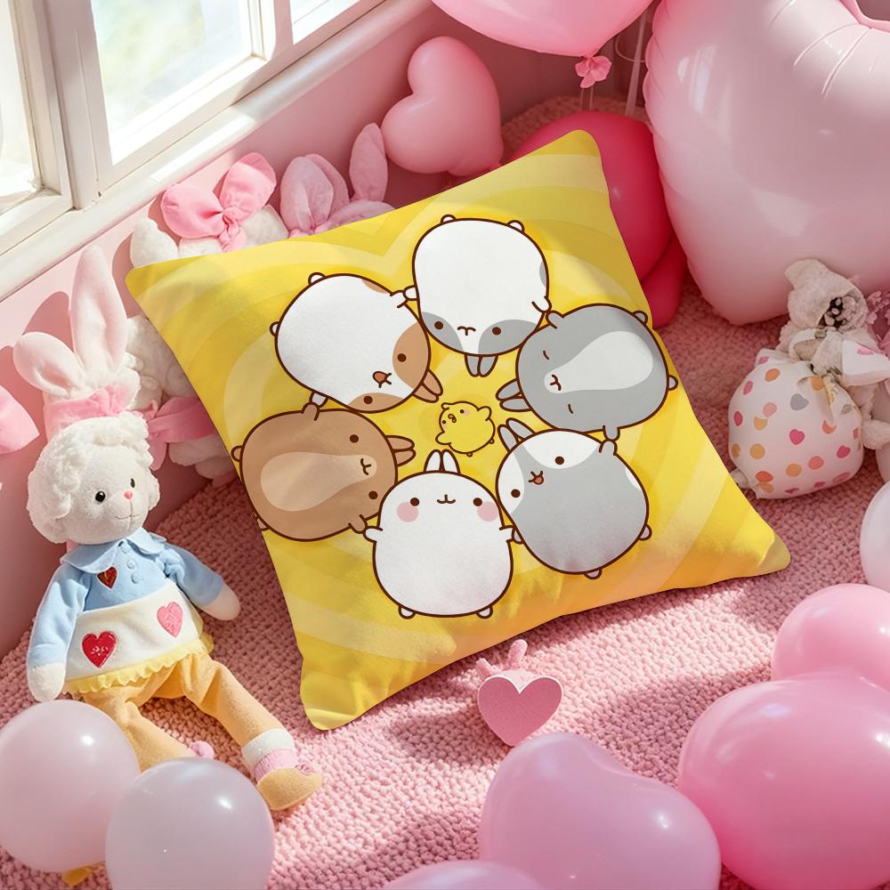 M-Molang Аниме Милый Наволочка с принтом Наволочка для диванной подушки в гостиную и декор для спальни 12x12Inch