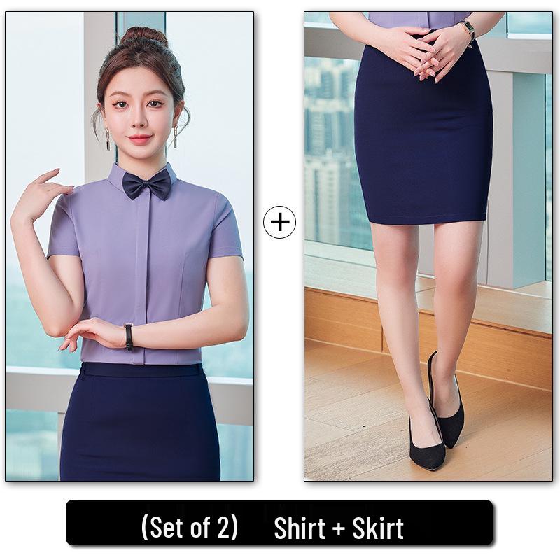 Unisex Long Sleeve Workwear Uniform for Hotel and Bank Employees - Spring/Fall Style Shirt Set
