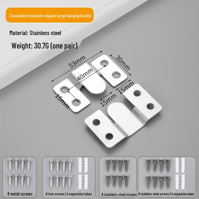 

Скрытая пряжка для подвешивания фоторамки из нержавеющей стали - черная With 8 stainless screws + 4 white expansion tubes