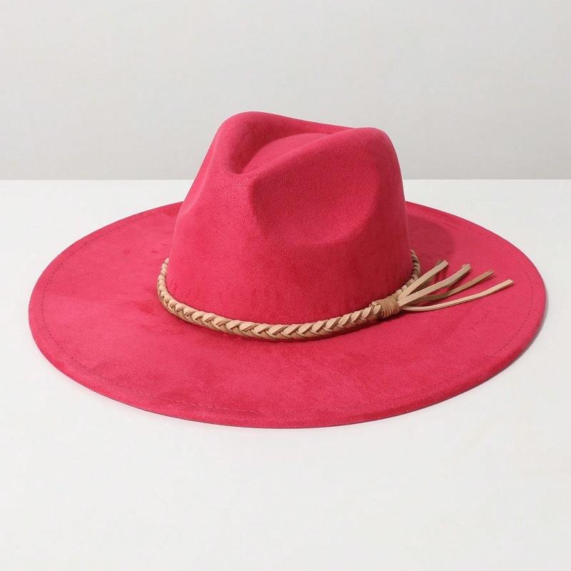 Suede Felt Hat for Men and Women, Couple's Large-brimmed Hat, Flat-brimmed Gentleman's Hat
