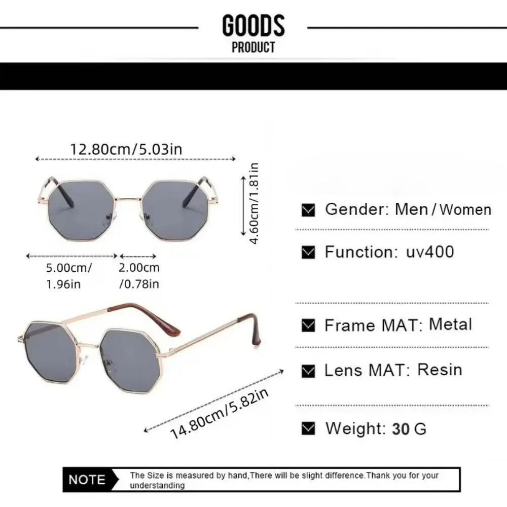Occhiali da Sole Ottagonali Poligonali in Metallo Classici Moda Retro Accessori per Occhiali Adatti per Vacanze al Mare e Guida