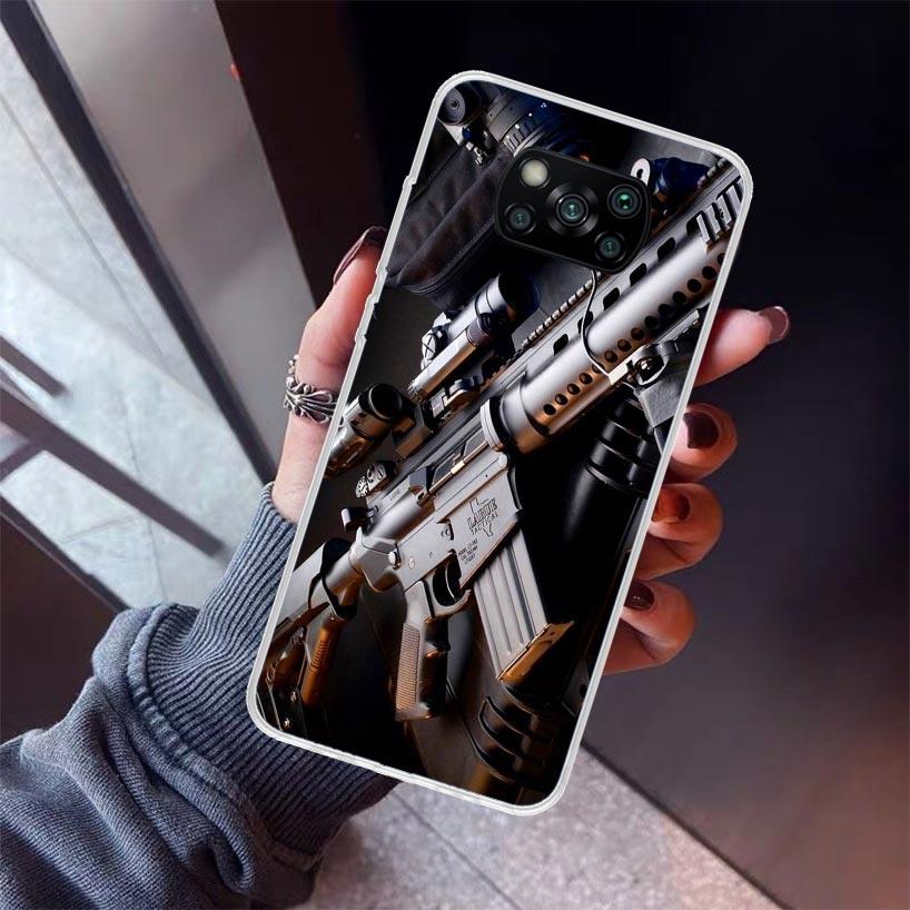 Gun Bullets AK47 Handgun Phone Case For Xiaomi Poco X7 X6 X5 Pro F7 Ultra Redmi 15C 15 13 13C 12 12C 10 10A 10C 9 9A 9C 9T Shell