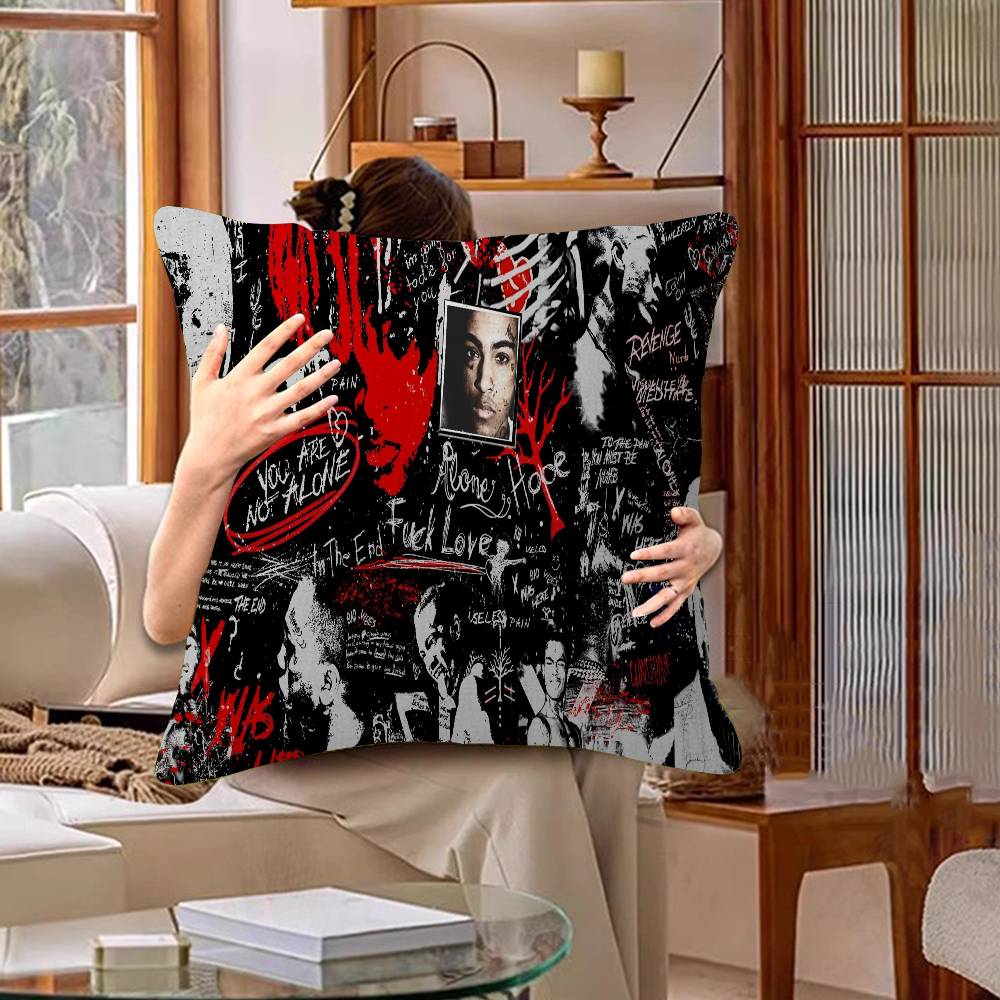 XXX-Tentacion Rock Rapper Pillow Covers Cartoon Sofa Decorative Home Double-sided Printing Short Plush Cute Cushion Cover
