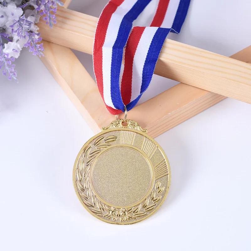 5cm Coin Metal Award Medals with Neck Ribbon Gold Silver Bronze Style for Sports Academics or Any Competition Diameter Gold Coin