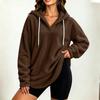 Womens Hoodies V Neck Long Sleeve  Lined Pullover Sweatshirt