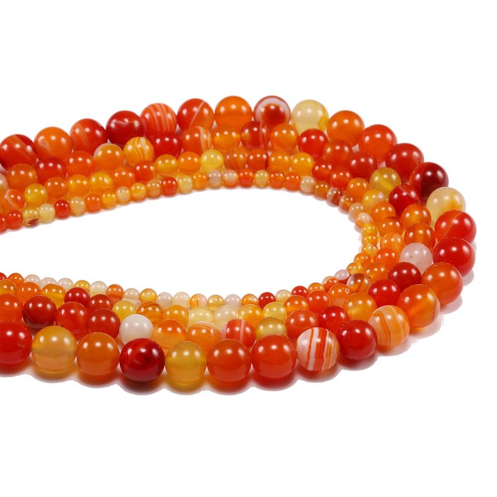 4/6/8/10/12mm Natural Orange Banded Agat Natural Stone Round Beads For Jewelry Making DIY Bracelet Necklace Earring 1strand/lot