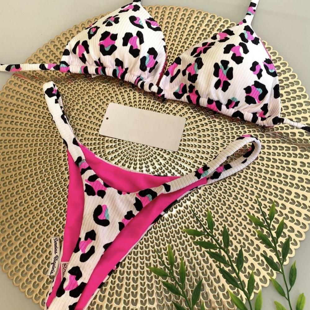 Swimwear Women Cute  Cherry Print Brazilian Thong Bikini Set Sexy Thong Swimsuit Two Pieces Bathing Suit Women  Beach Wear