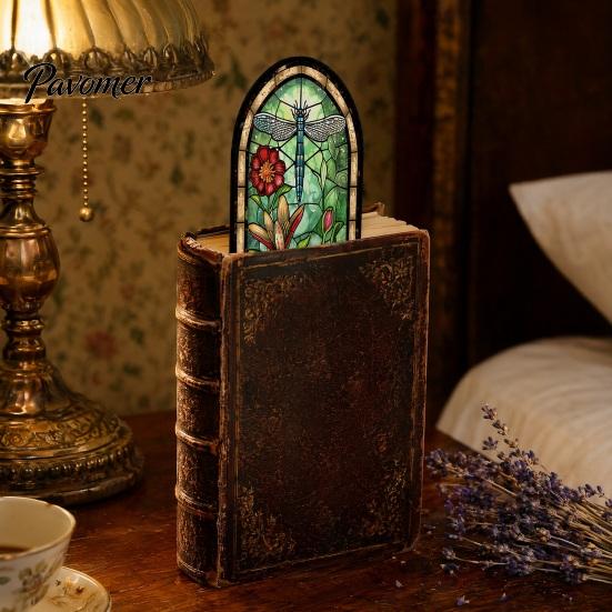 Wear-resistant Bookmark Stained Glass Flower Bookmark, Floral Acrylic Suncatcher Unique Shape Plant Book Page Marker, Gifts for Bookish, Women