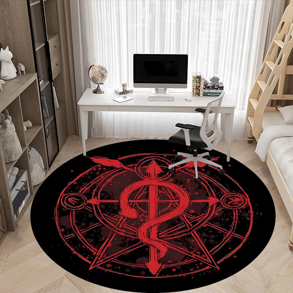 1pc Alchemy Symbol Office Round Area Rug, Indoor Mat Suitable For Office, Under Office Chairs Bedroom Living Room Home Decor, Room Deco