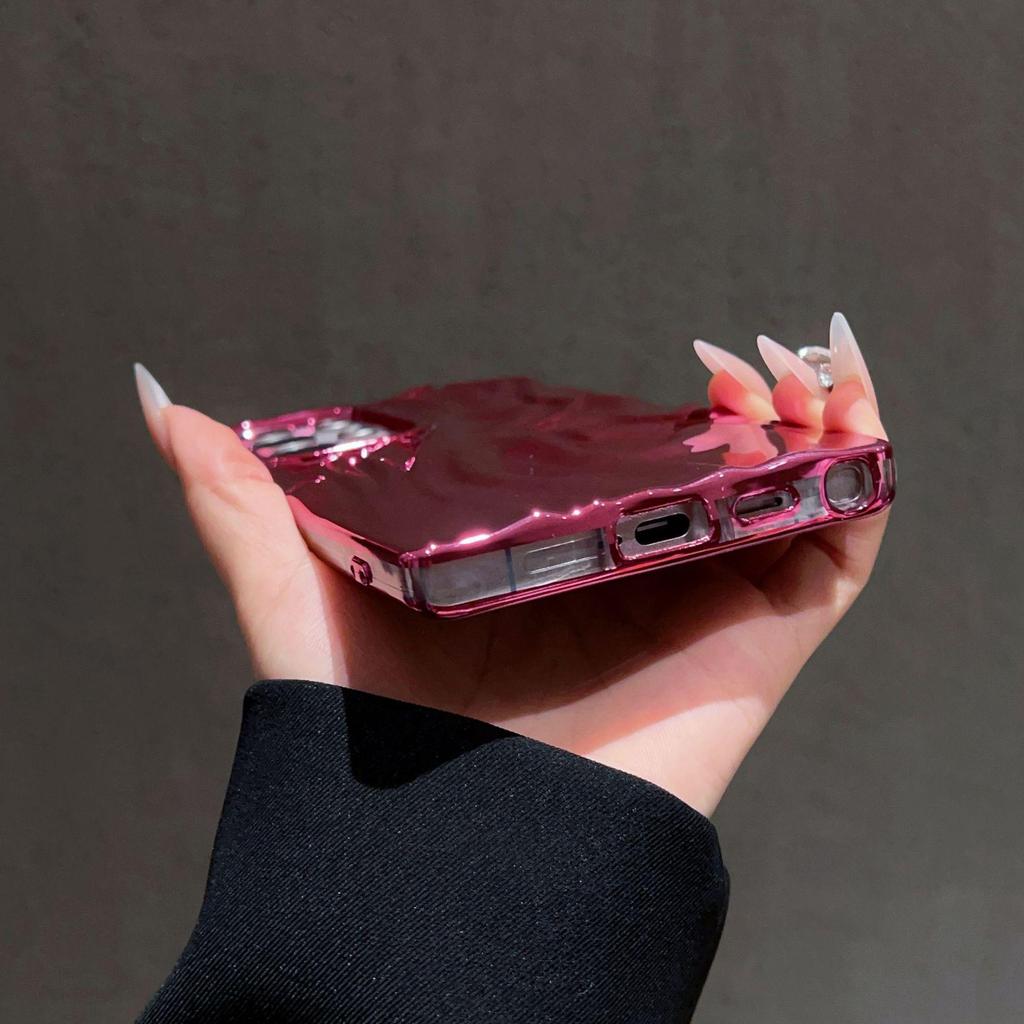 3D Pleated Electroplated Solid Color Drop-Proof Phone Case for Samsung S25 Ultra/S24 Plus/S23