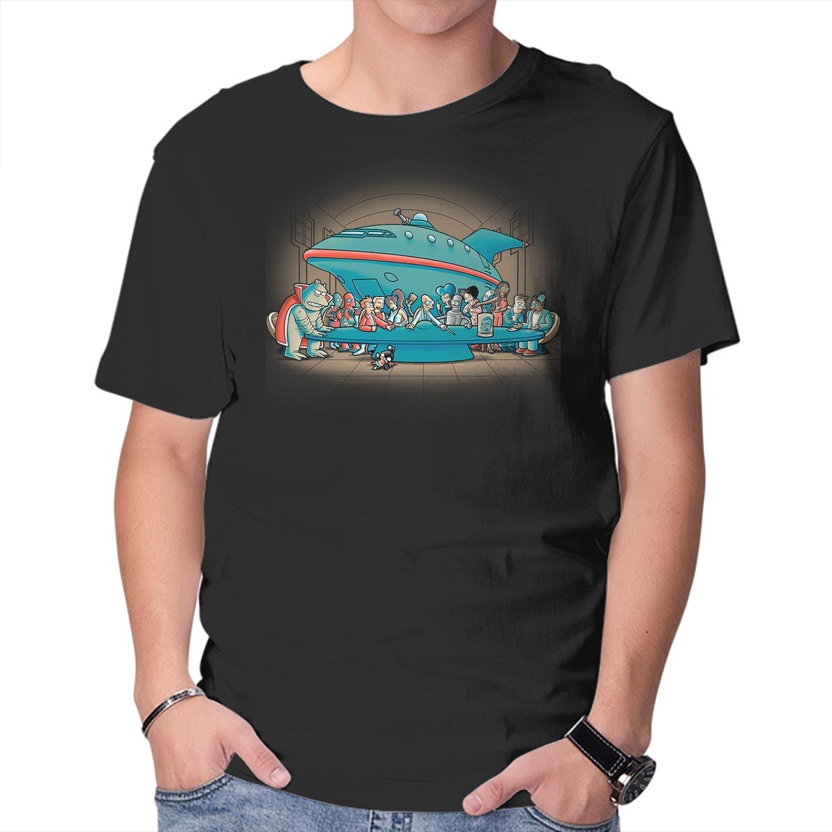 Unisex Crew Neck T-Shirt Future Supper Graphic Short Sleeve Casual Tee L