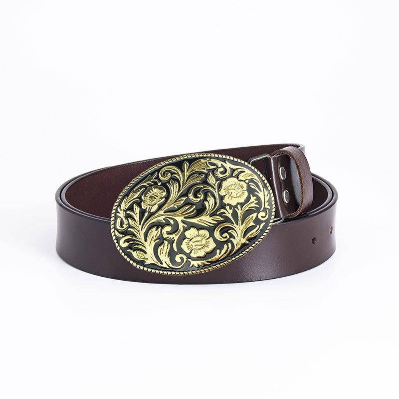 Lycoris Radiata Gentlemen's Leather Waistband - Whole Piece Cowhide Trousers Belt