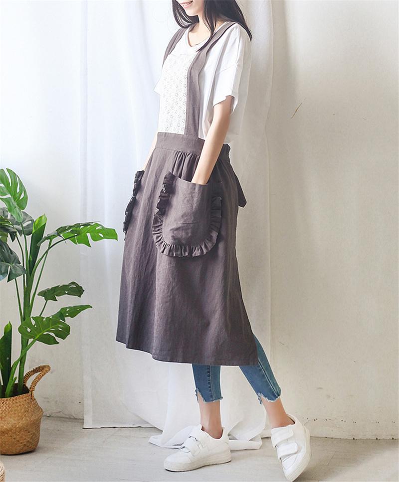Cotton Linen Apron for Women Men BBQ Bib Chefer Kitchen Apron Barber Coffee Cooking Restaurant