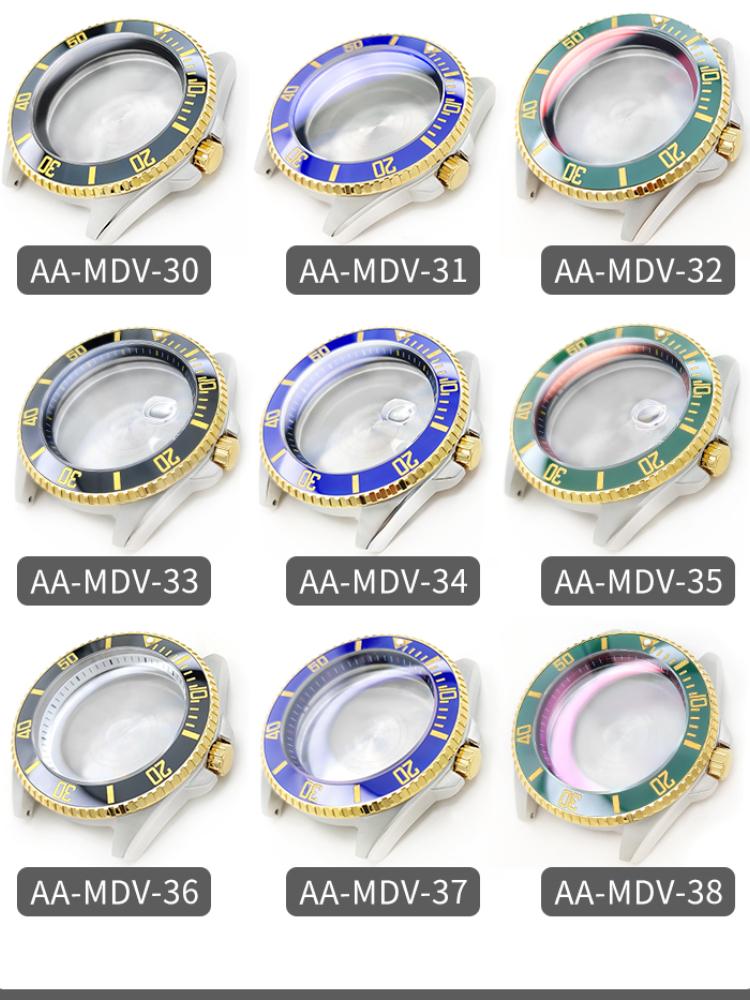 MDV106 Metal Case Film Bezel Bumper Armor For Casio MDV-106 Stainless Steel Crown Caseback Sapphire Glass Men Watch Accessories