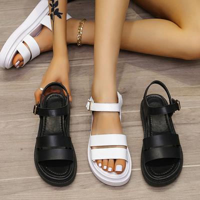 Fashion Women's Sandals New Thick Sole Casual Flat Bottom Shoes Open Toe Roman Sandales Femmes Solid Sport Sandalias Summer Footwear