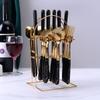 24pcs Stainless Steel Marbled Tableware Set Nordic Style Dessert Dinnerware Suit  Restaurant