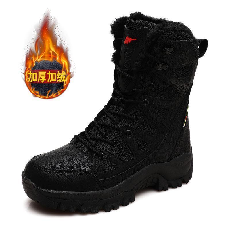 New Large Size Combat Boots High Top Piled Thickened Hiking Snow Boots
