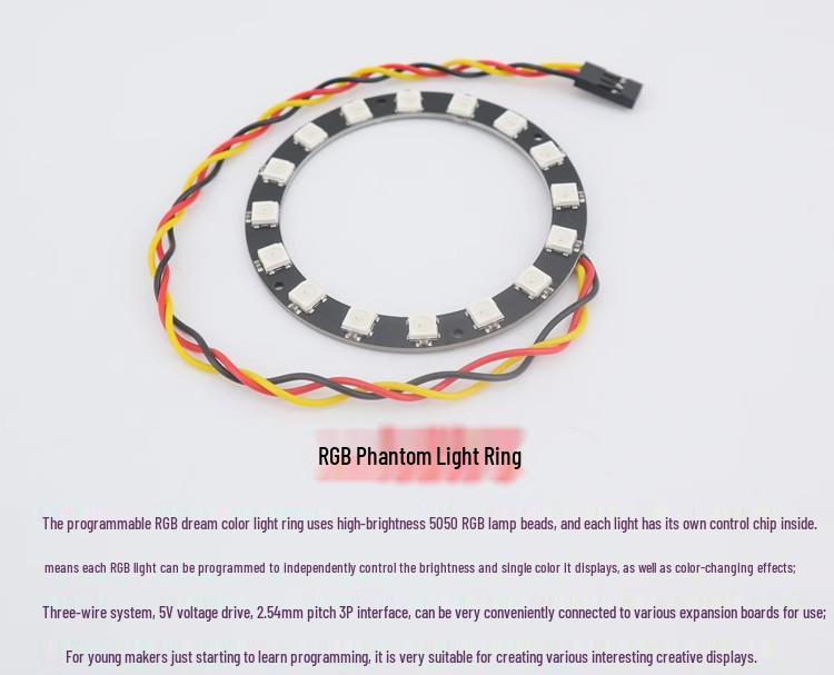 Arduino-Compatible 8x8 RGB LED Panel Ring with WS2812B Magic Color Dot Matrix, 5V Drive