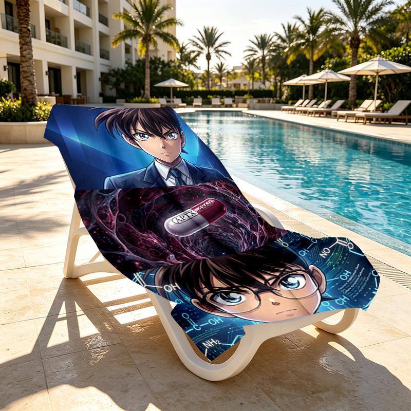 Detective Conan Print Beach Towel Design, Soft, Lightweight. for Home Bathroom, Spa, Pool, Yoga, Surfing, Camping, Gift for Family, Friend