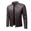 Jachetă de Piele Casual pentru Motociclistă, Slim Fit, Coreeană, pentru Bărbați Tineri